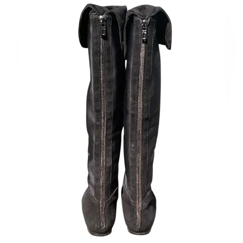 Tory Burch Black Suede Over The Knee Boots Size 8 1/2